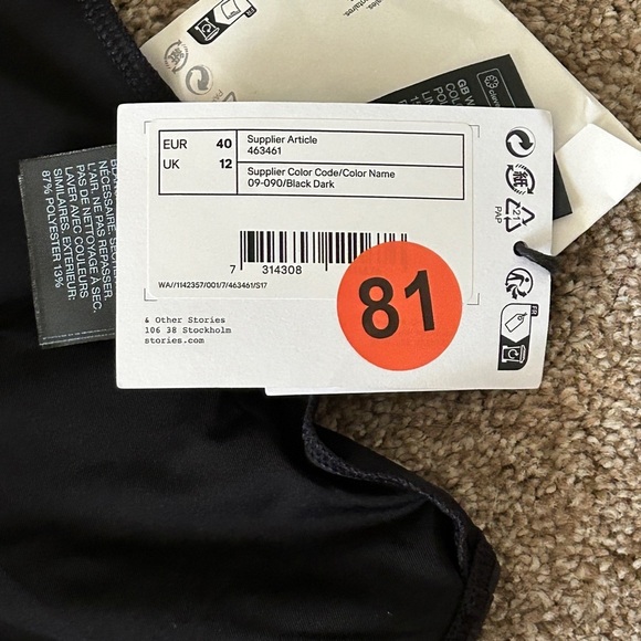 Size 8: & Other Stories Bow Open Back One-Piece Swimsuit in Black, NWT - Picture 16 of 16